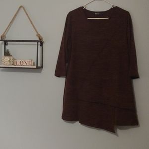 Brown Asymmetric knit Tunic- XL
